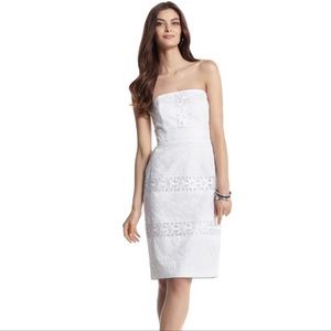 White House Black Market Embroidered Eyelet Sheath Dress Size 14
